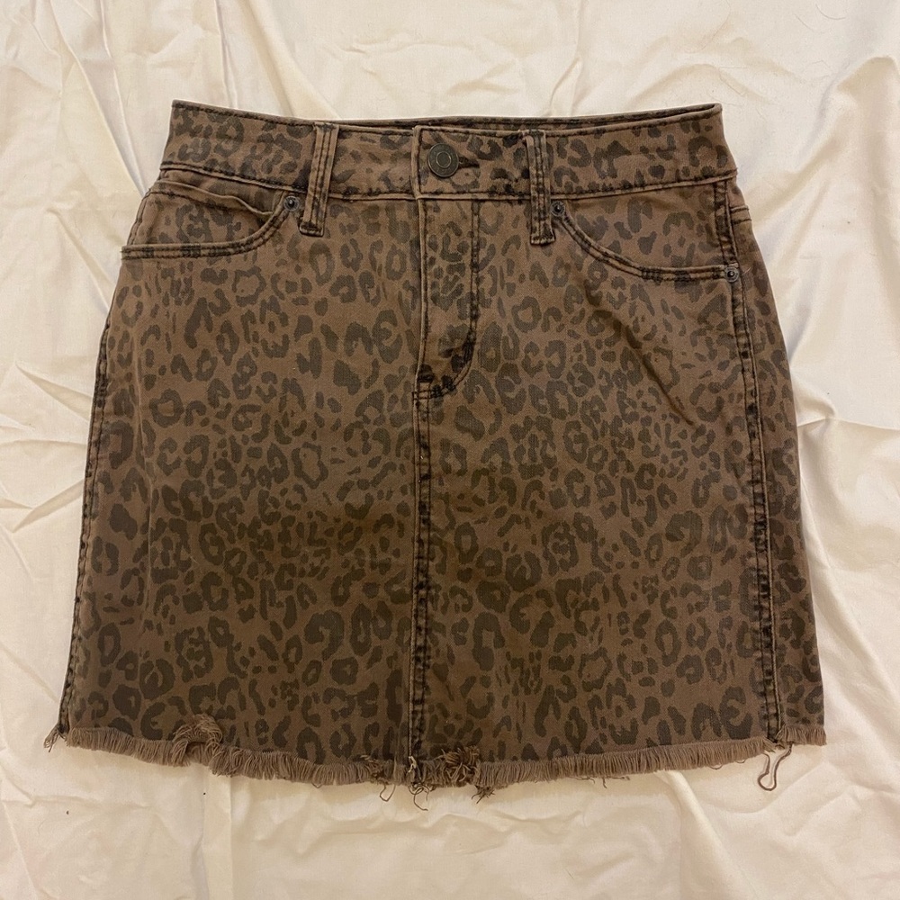 Mudd Brown Leopard Denim Skirt